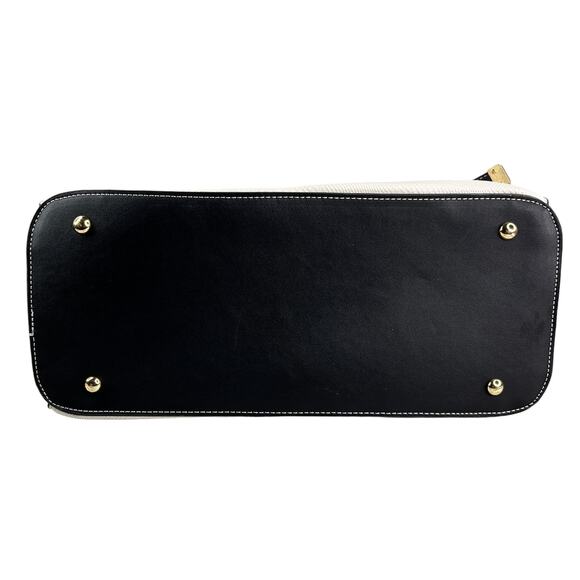 Adrienne Vittadini Madison Avenue Collection Satchel Lock White Black - Picture 8 of 16